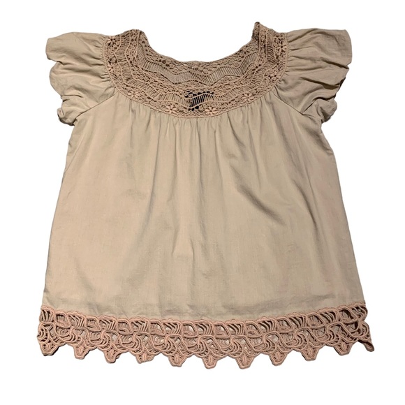Apostrophe Puff Sleeve Top Taupe Blouse - Picture 4 of 5